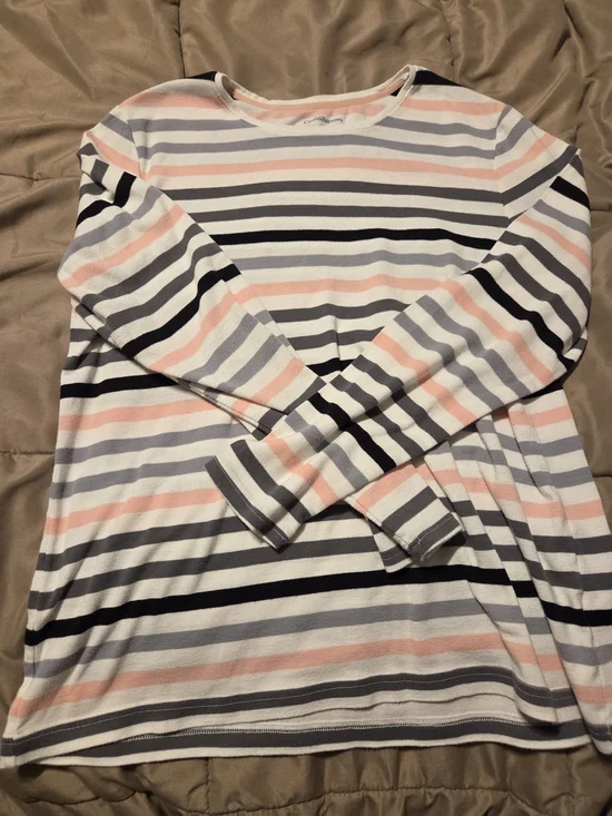croft & barrow Striped Long-Sleeve Tee in Pink, Gray, Black & White - Picture 3 of 3